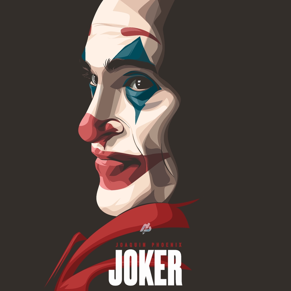 Jasa lukis wajah karikatur freelance desain vektor wajah joker joaquin phoenix untuk desain profil atau keperluan lainnya