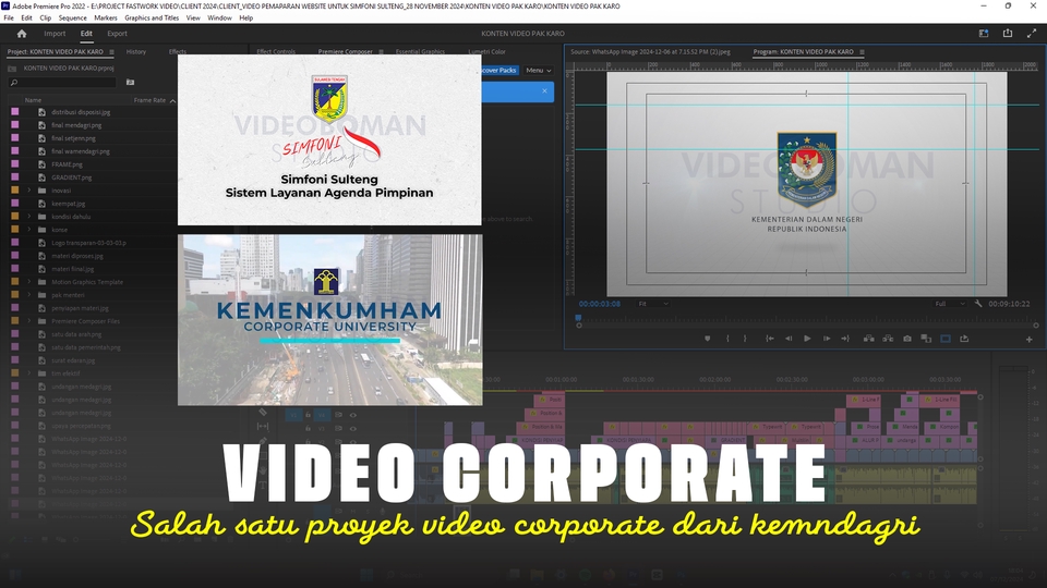 Jasa edit video corporate dengan template menarik dan profesional untuk kebutuhan kemendagri
