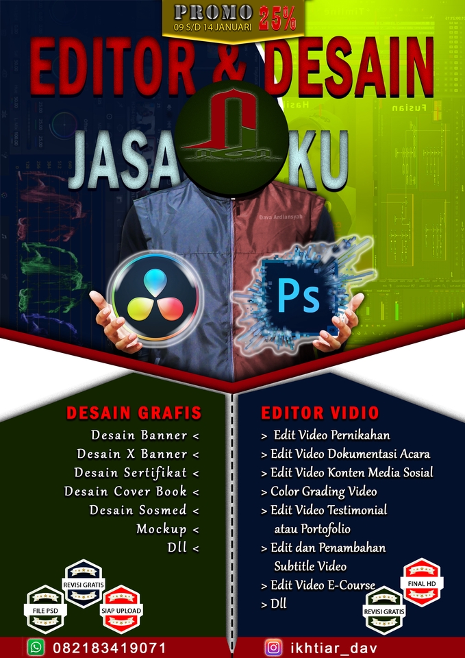 Jasa Desain Banner Instagram, Facebook, dan Website, Promo 25% - Desain Grafis dan Editor Video