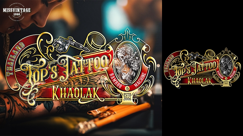 ออกแบบโลโก้ร้านสัก รับจ้างออกแบบโลโก้ สไตล์วินเทจ โลโก้ร้านสัก