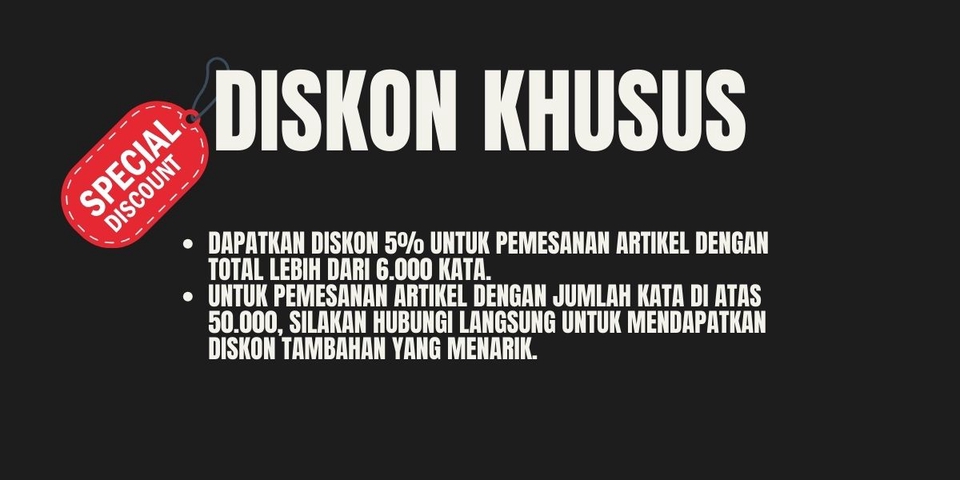 Jasa copywriting freelance indonesia diskon khusus artikel 5%