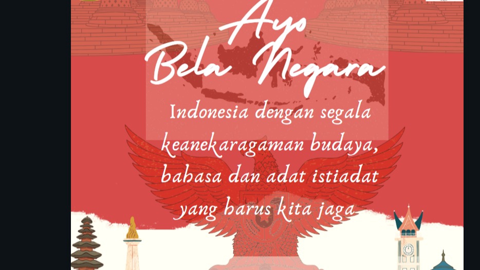 Desain spanduk bela negara Indonesia, unik dan kreatif.  Jasa desain spanduk online, harga terjangkau.