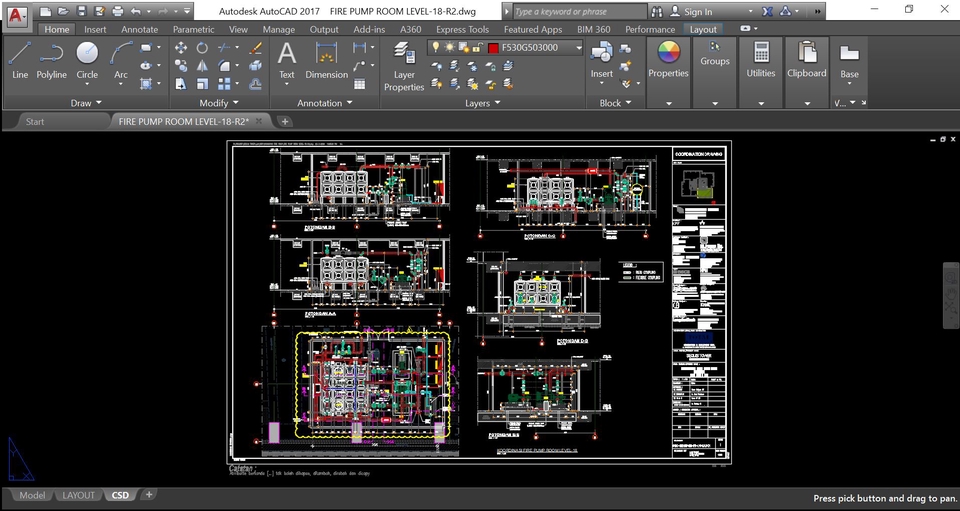 Jasa desain 3D ruang pompa kebakaran dengan detail desain interior dan eksterior.