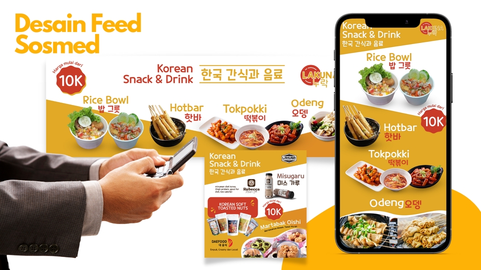 Jasa desain banner instagram dan feed instagram, desain banner promo makanan korea, banner makanan, banner kekinian, jasa desain banner makanan, desain banner promo makanan