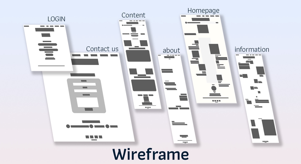 รับออกแบบเว็บไซต์ ออกแบบ UI UX ออกแบบแอพพลิเคชั่น wireframe แสดงโครงสร้างหน้าเว็บไซต์