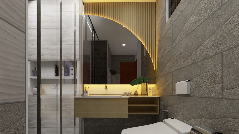 Jasa Desain Interior Apartemen Minimalis hingga Mewah - 3D Desain Kamar Mandi (BATHROOM DESIGN)