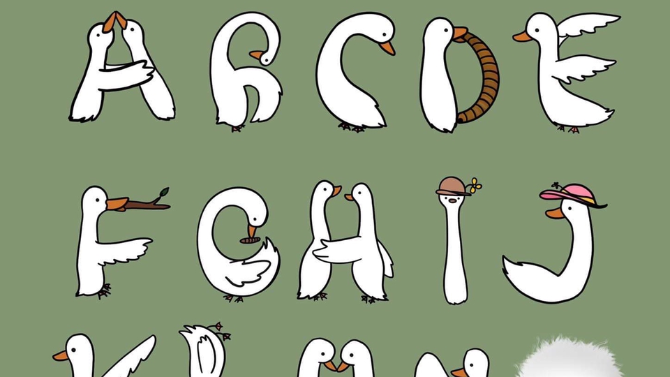 รับวาดรูปภาพประกอบแบบน่ารัก เป็ดตัวอักษร ABC