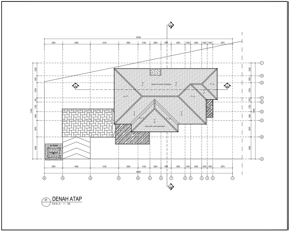 Jasa drafter autocad freelance, gambar denah atap rumah minimalis autocad  murah