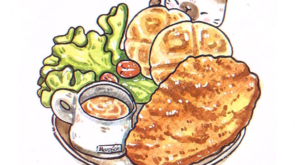 รับวาดรูปภาพประกอบ งานวาดภาพประกอบอาหาร ภาพอาหารน่าทาน วาดภาพอาหาร digital painting