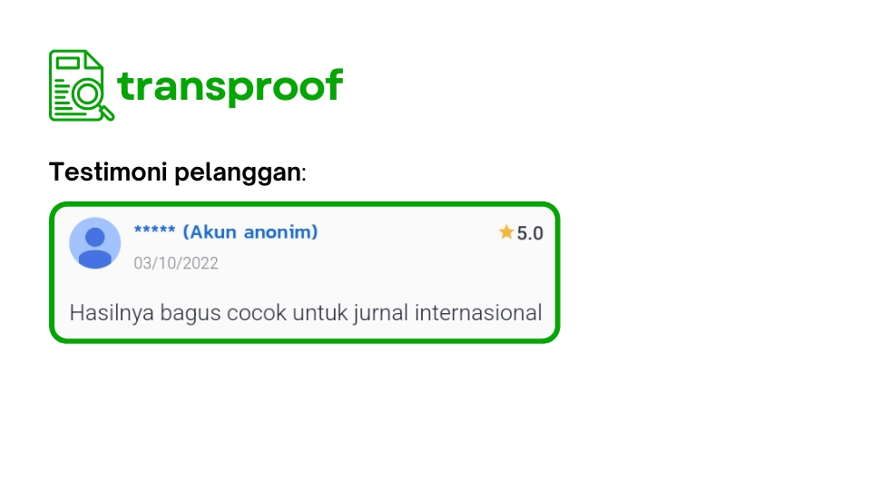 Jasa Proofreading Jurnal untuk Publikasi Internasional - Testimoni Pelanggan 5 Bintang