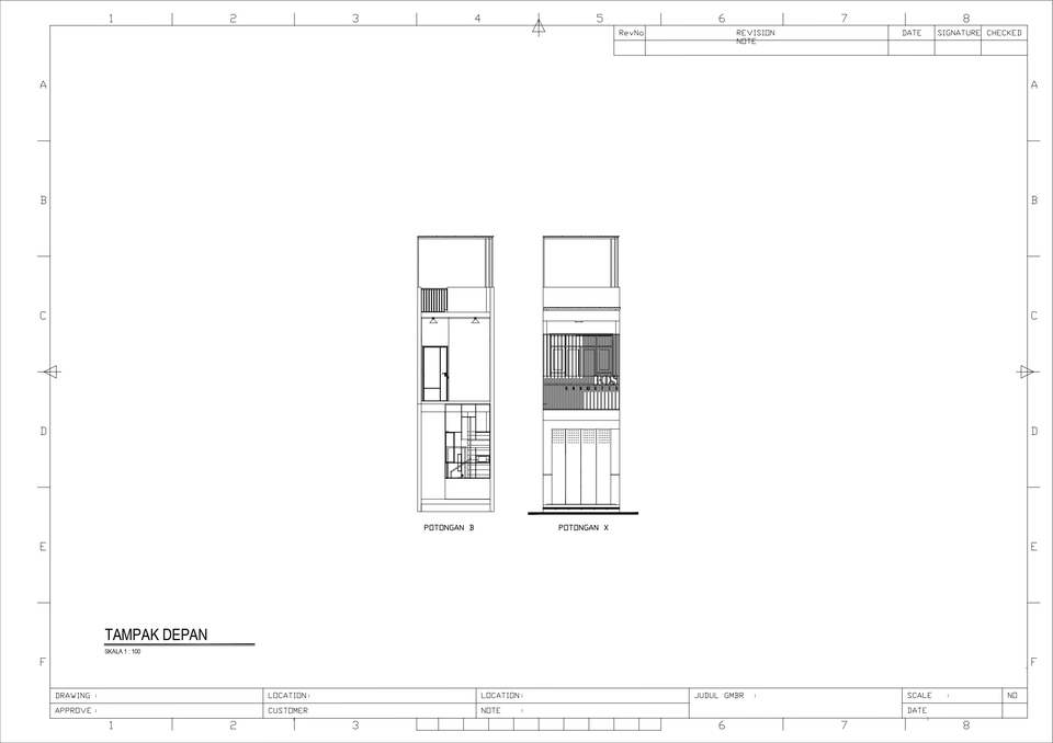 Denah - Gambar Denah Rumah Tinggal (Arsitektur, Struktur DED Rumah Tinggal, Kantor & Gedung) - 7
