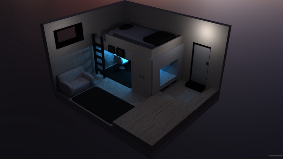 รับทำโมเดล3Dห้องนอน พร้อมเฟอร์นิเจอร์ แบบละเอียด