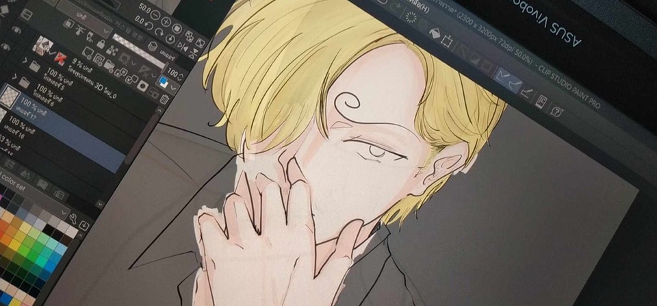 รับวาดรูปการ์ตูนอนิเมะ สไตล์ญี่ปุ่น วาดรูปการ์ตูนชาย ผมทอง วาดภาพประกอบ งานวาดมือ ภาพวาดดิจิทัล