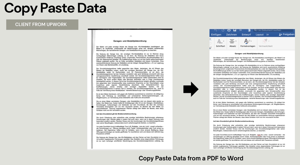 Jasa Data Entry Online: Gambar menunjukkan proses copy paste data dari PDF ke Word.