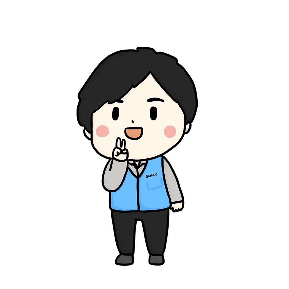 วาดแฟนอาร์ต Sony น่ารัก วาดภาพแฟนอาร์ตสไตล์การ์ตูนเกาหลี ชายหนุ่มใส่เสื้อกั๊กสีฟ้าและเสื้อสีเทา ชูสองนิ้ว บริการรับวาด fanart ออกแบบรูปภาพตัวการ์ตูน สินค้า ภาพวาดดิจิทัล รับวาดการ์ตูน