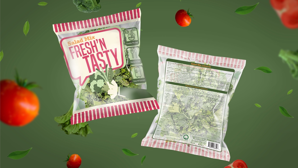 ออกแบบแพคเกจจิ้ง อาหาร ผัก ผลไม้ บรรจุภัณฑ์ freshn tasty สวยงาม สะดุดตา น่ารับประทาน packaging design รับออกแบบ packaging