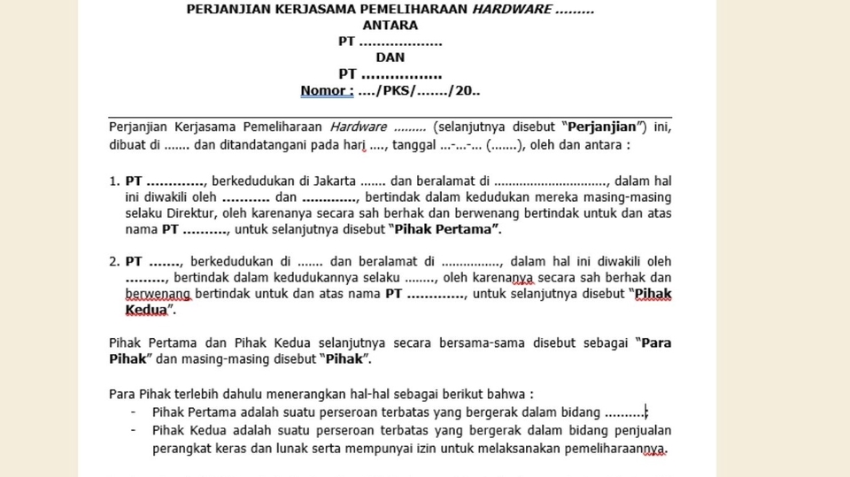 Hukum - Pembuatan Perjanjian/Kontrak - 1