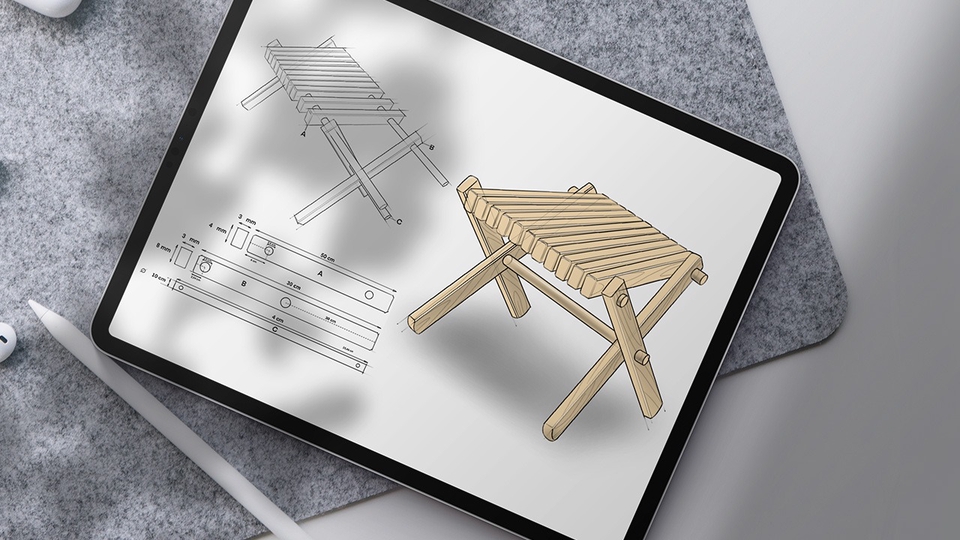 Desain Furniture - membuat 3D sketch desain furniture dengan detail ukuran dan visual konsep. - 1