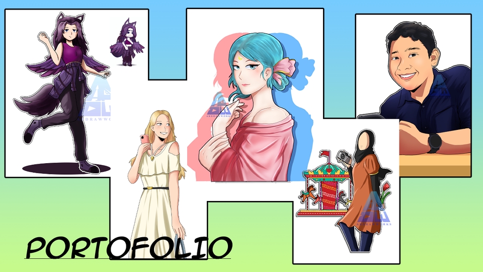 Ilustrasi digital karakter wanita dan hewan, jasa ilustrasi karakter, desain karakter kartun, gambar ilustrasi, sketsa kartun, jasa desain ilustrasi