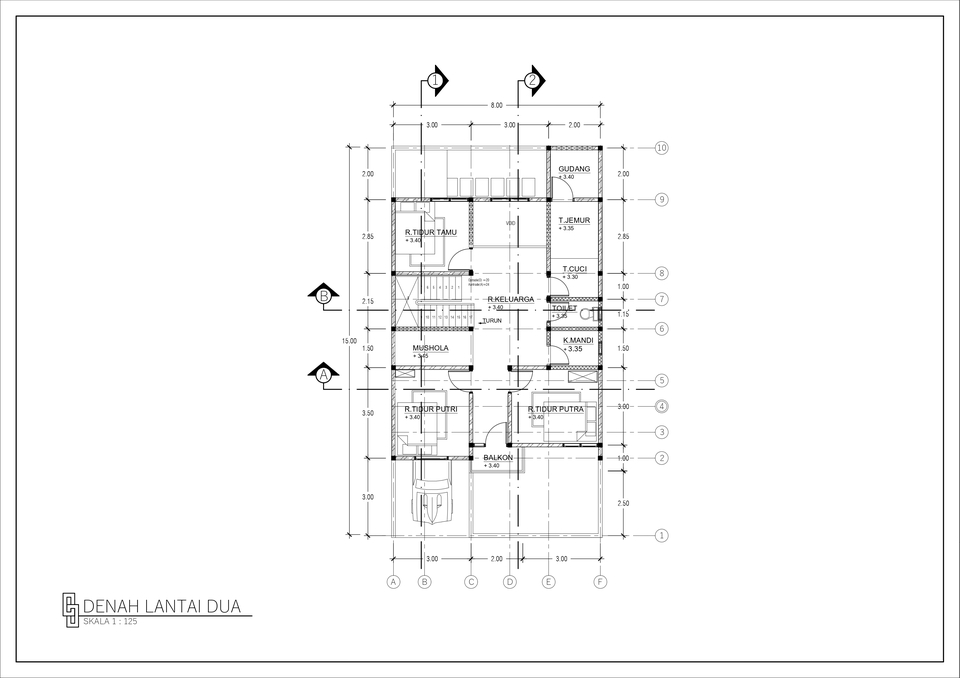 Jasa drafter autocad untuk denah lantai dua rumah, desain interior dan arsitektur, gambar autocad murah