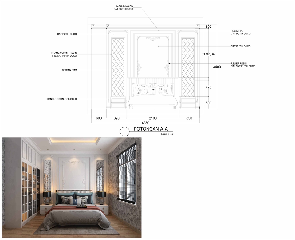 CAD Drawing - 2D Interior + Material - 6