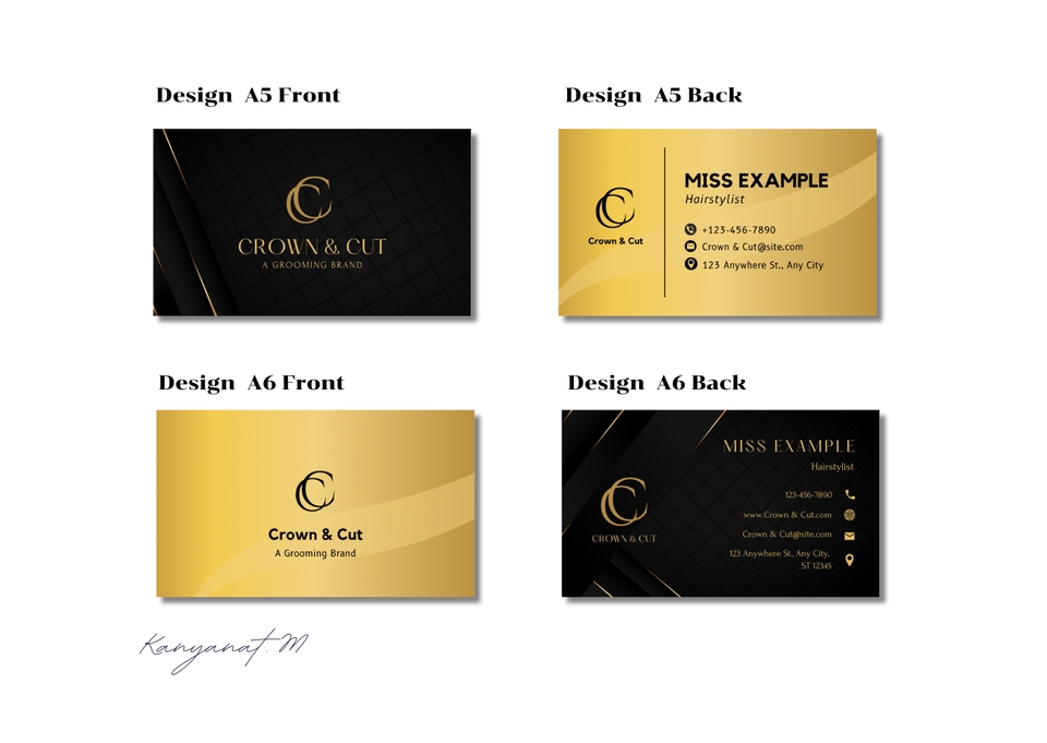 ออกแบบนามบัตร บริการเสริมสวย Crown & Cut