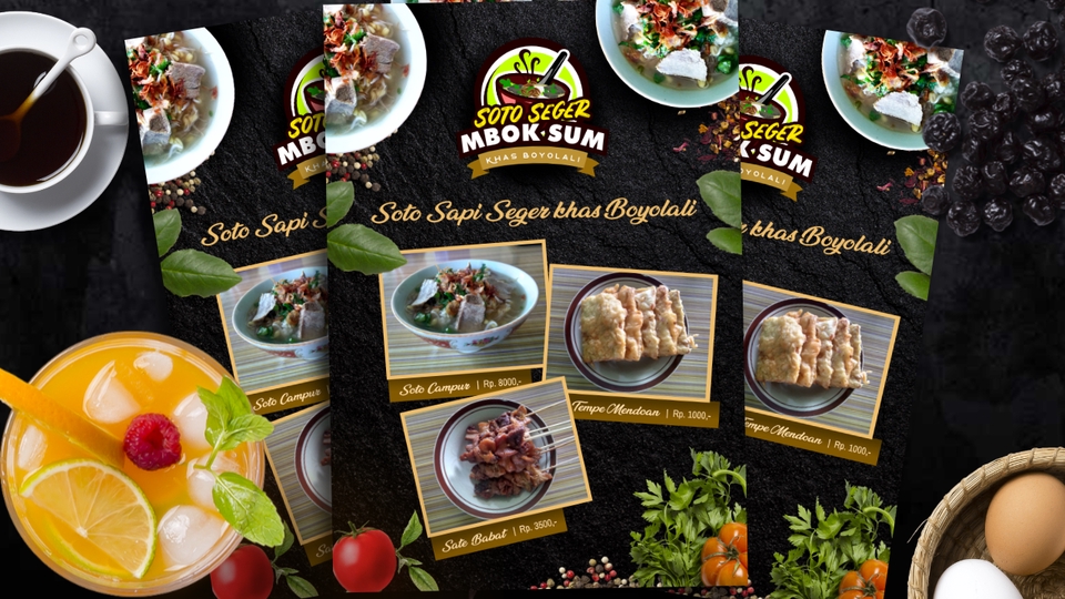 Digital Printing - Desain Menu Minuman Makanan, Resto & Kuliner "Revisi Unlimited" - 2