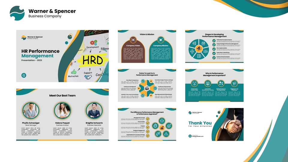 Jasa desain presentasi HR Performance Management dengan desain yang modern dan profesional.