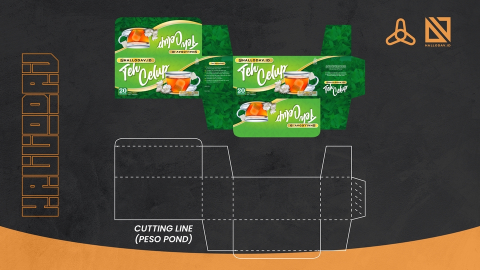 Desain kemasan kotak makanan unik untuk produk Teh Celup dengan kombinasi warna hijau dan putih, dengan desain label yang menarik dan logo branding yang menonjol. jasa desain kemasan kotak makanan jasa desain produk jasa pembuatan kemasan makanan desain kemasan unik desain label makanan desain stiker makanan desain stiker snack desain label produk desain box makanan desain kotak nasi unik desain kotak kue desain kotak nasi desain kotak makanan desain kemasan nasi kotak desain kemasan kotak desain dus makanan desain kotak kue unik desain dus kue design dus kue jasa desain kotak produk desain kotak snack