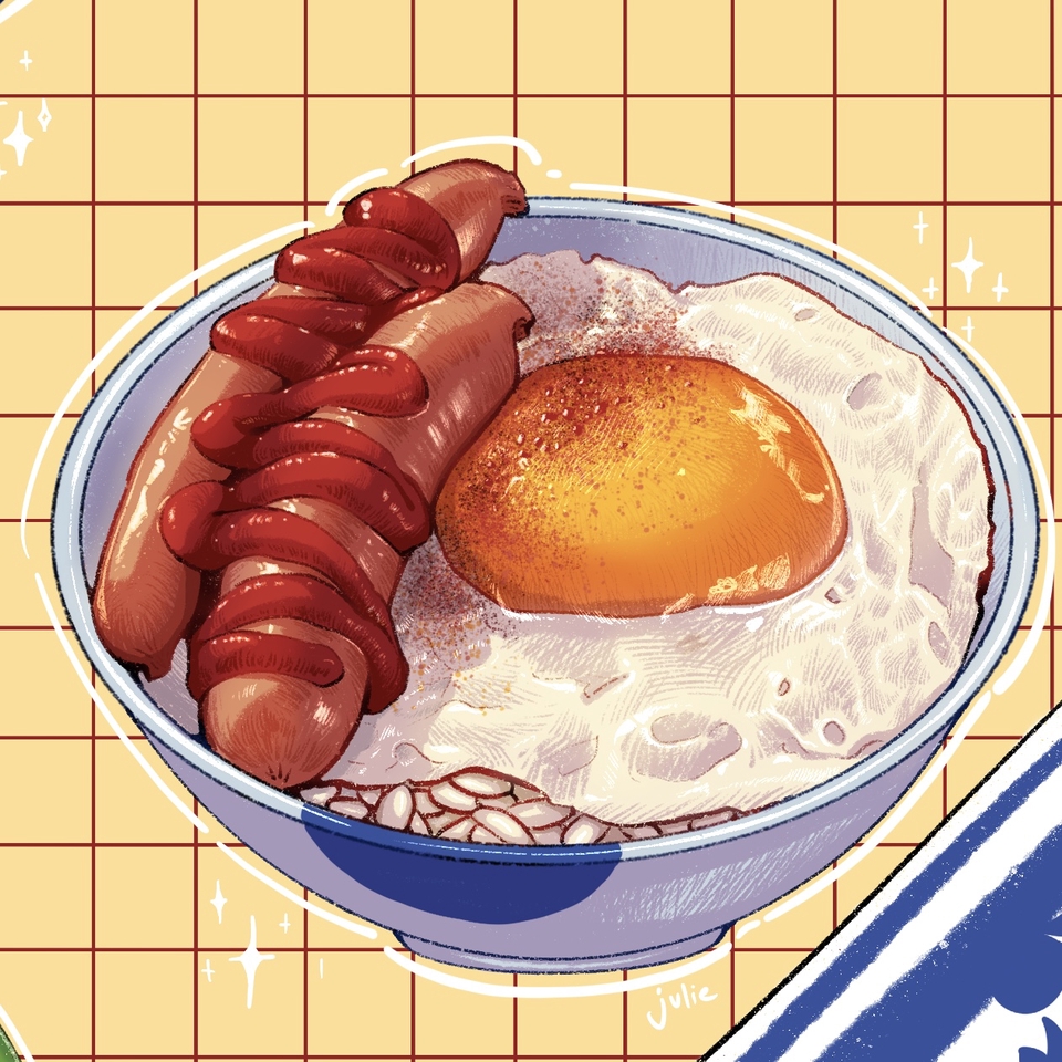 รับวาดรูป อาหารเช้า อาหารญี่ปุ่น ไข่ดาว ไส้กรอก วาดภาพประกอบ วาดรูปสินค้า วาดภาพประกอบการ์ดอวยพร วาดปกหนังสือ วาด digital painting รับวาดภาพดิจิตอลเพ้นท์