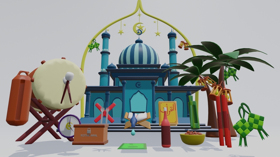 Jasa Desain Arsitektur 3D - Masjid Minimalis Modern, Render Interior & Eksterior 3D, Desain Rumah, Apartemen, Kantor, Cafe.