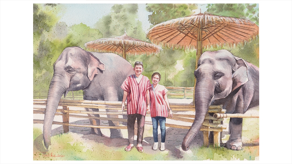 วาดภาพเหมือน Portrait - รับวาดภาพเหมือนสีน้ำ Portrait คน สัตว์ ดอกไม้ วิว - 20