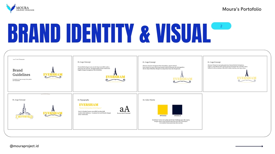 Desain logo profesional untuk brand Everdream, termasuk logo, guideline, dan warna brand.