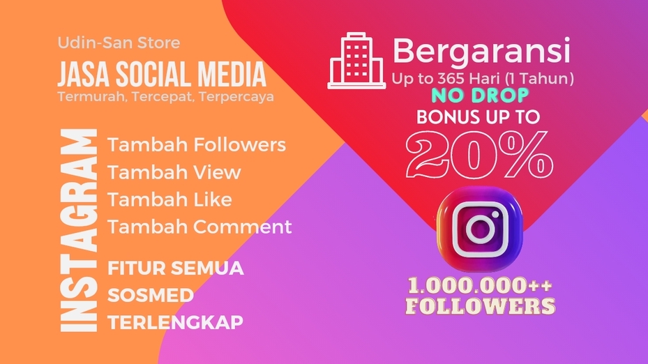 Jasa Tambah Followers Twitter Indonesia Aktif, Tertarget dan Murah - Tambah Followers Instagram Garansi 365 Hari (1 Tahun) 