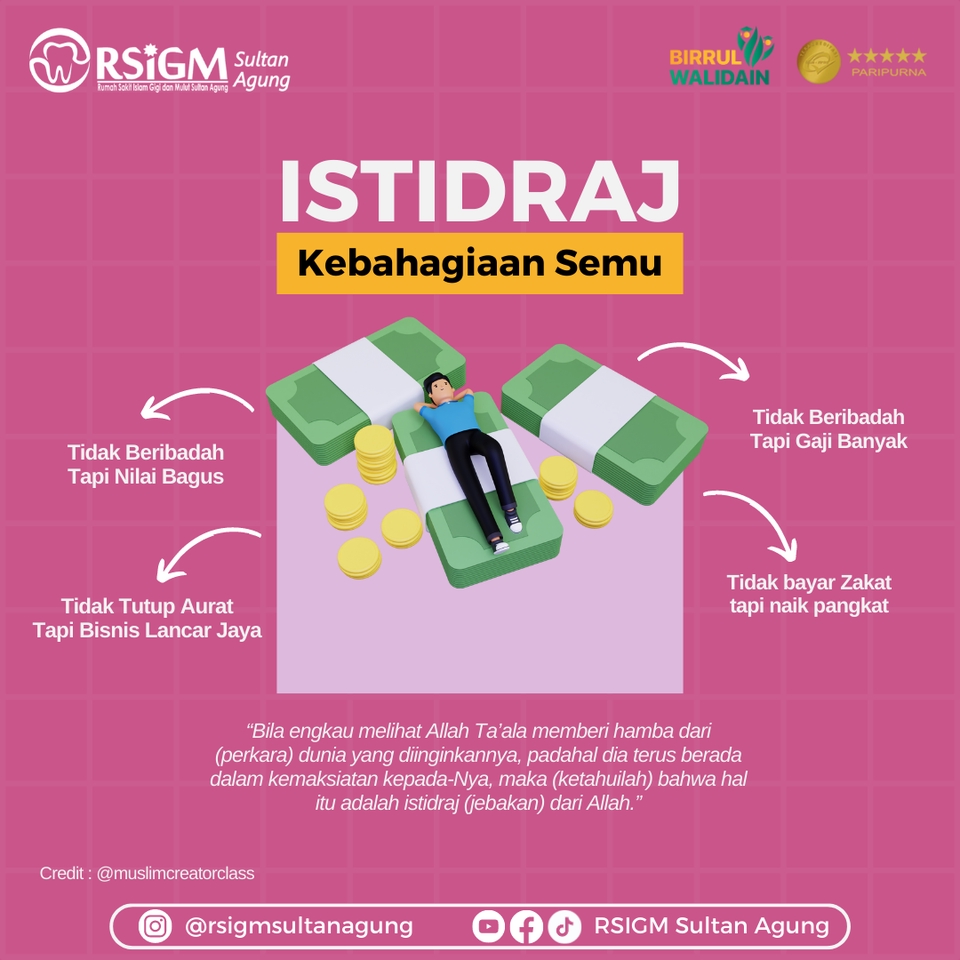 Jasa desain banner instagram islami dengan konsep istridraj dan desain ilustrasi uang yang menarik, cocok untuk keperluan konten media sosial dan promosi bisnis.