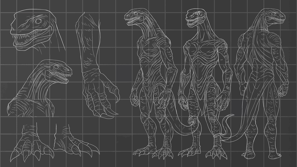 Jasa desain karakter monster fantasi game; desain karakter reptil; pembuatan karakter 3D; gambar karakter; harga desain karakter; karakter kartun; desain karakter vtuber.