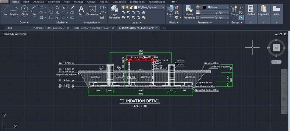 CAD Drawing - AutoCad 2D - IMB - Gambar Kerja - 8000 /m2 (negotiable) - 2