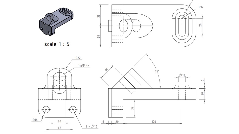 CAD Drawing - MENGGAMBAR 2D BAGIAN MEKANIK DENGAN AUTOCAD SOLIDWORKS REVISI TAK TERBATAS - 13