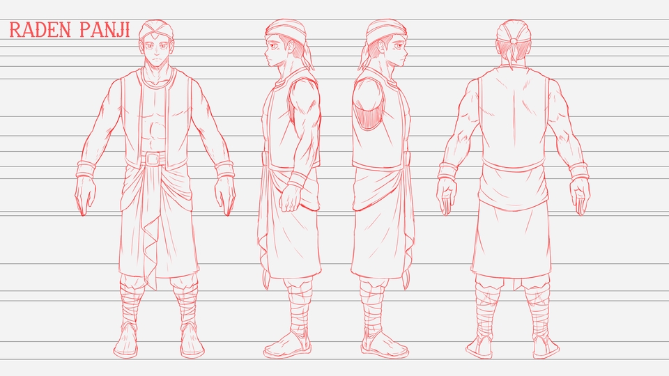 Jasa desain karakter Raden Panji, karakter kartun sejarah Indonesia. Desain karakter game, maskot, vtuber.