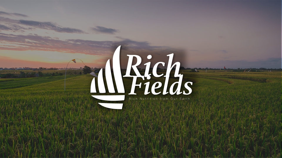 Logo Rich Fields, desain logo perusahaan makanan, logo untuk perusahaan kuliner, logo untuk usaha kuliner, logo untuk cafe, logo untuk resto, logo untuk rumah makan, desain logo minimalis, desain logo keren, logo sederhana.