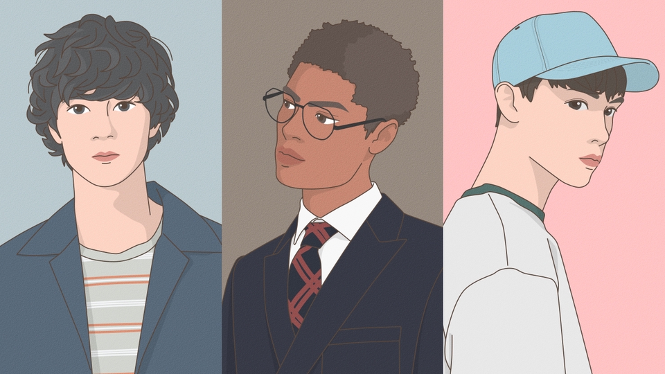 รับวาดภาพเหมือนภาพเหมือนการ์ตูนสไตล์มินิมอล