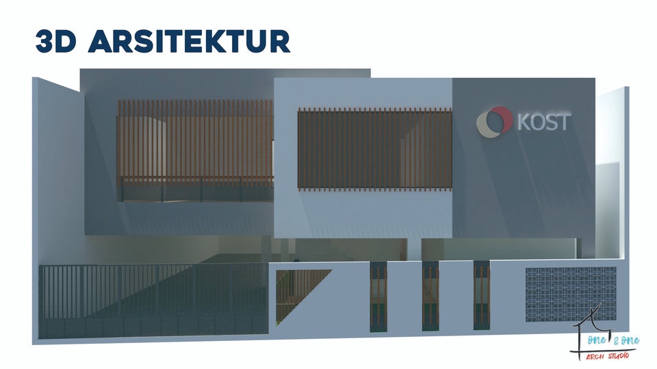 Design Arsitektur 3D  Rendering + Denah 2D
