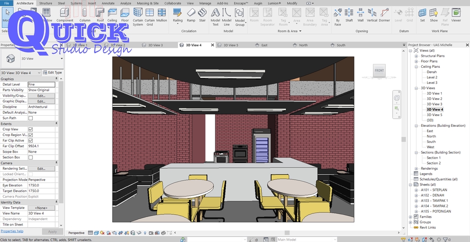 3D & Perspektif - Modeling ARS, STR, MEP dengan REVIT - 13