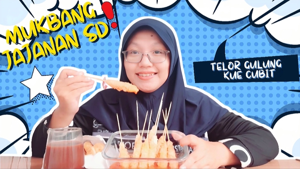 Jasa edit video youtube, jasa editor video profesional untuk pengeditan video mukbang jajanan SD Telor Gulung Kue Cubit.