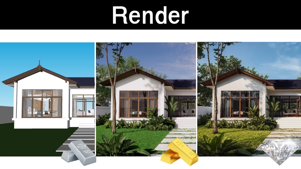 3D Perspective ออกแบบตกแต่งภายในและภายนอก