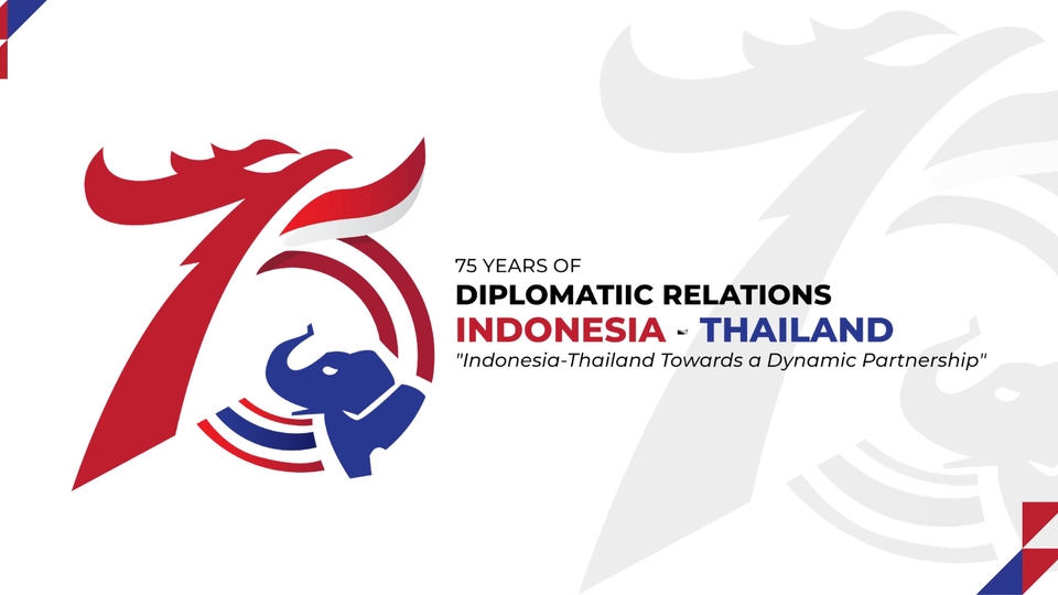 Logo desain Indonesia Thailand 75 tahun hubungan diplomatik "Indonesia-Thailand Towards a Dynamic Partnership"