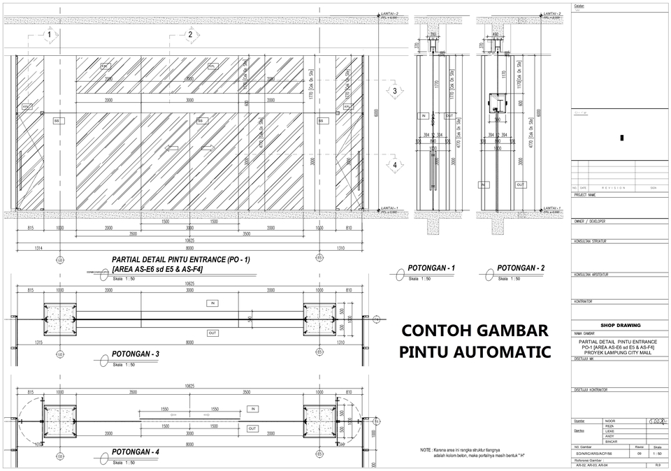 CAD Drawing - Pembuatan Gambar Kerja 2D Kusen Alumunium, Kaca Frameless & Pintu Automatic  - 8