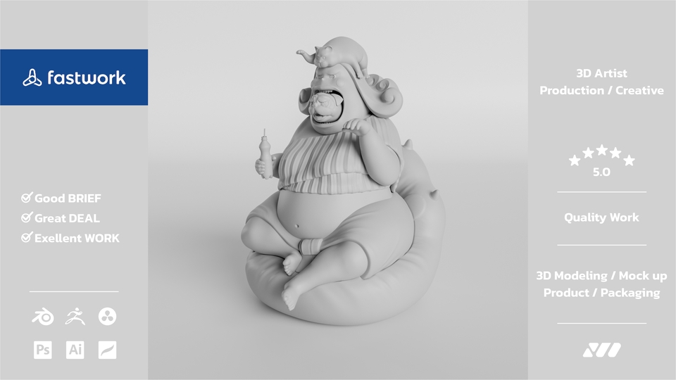 รับผลิต art toy ตัวการ์ตูน 3D นั่งเก้าอี้