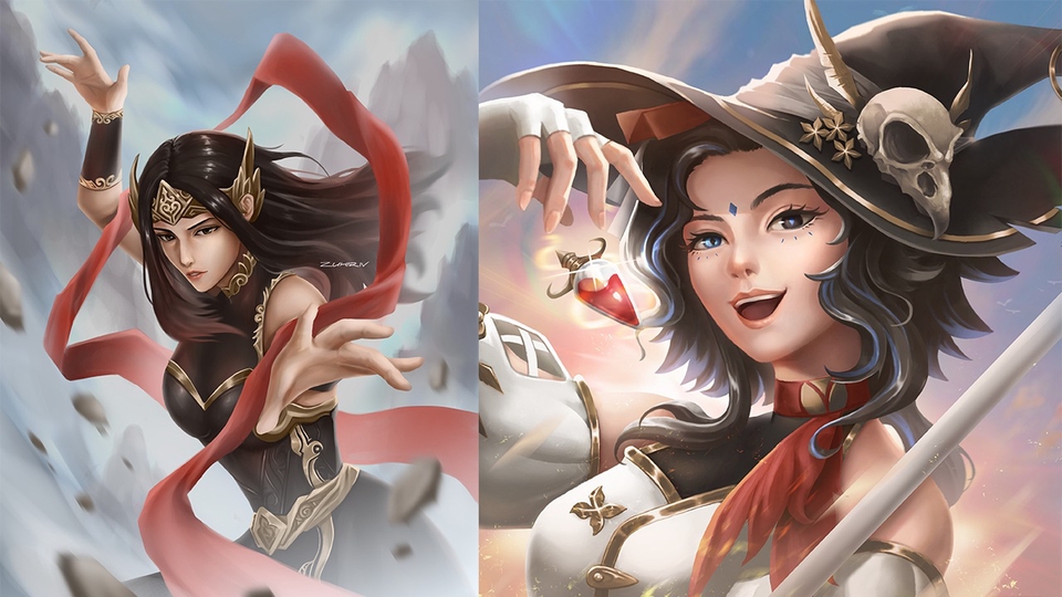 Jasa ilustrasi karakter wanita anime dan karakter wanita dengan topi