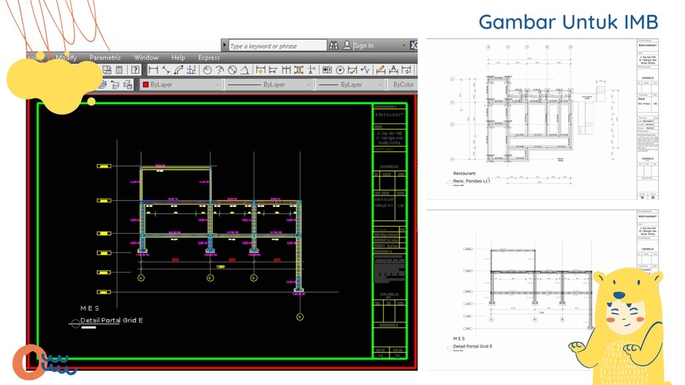 CAD Drawing - 2D AUTOCAD - 1 Hari Jadi - Denah - IMB - Gambar Kerja - 5000/M2 ( Nego ) - 3